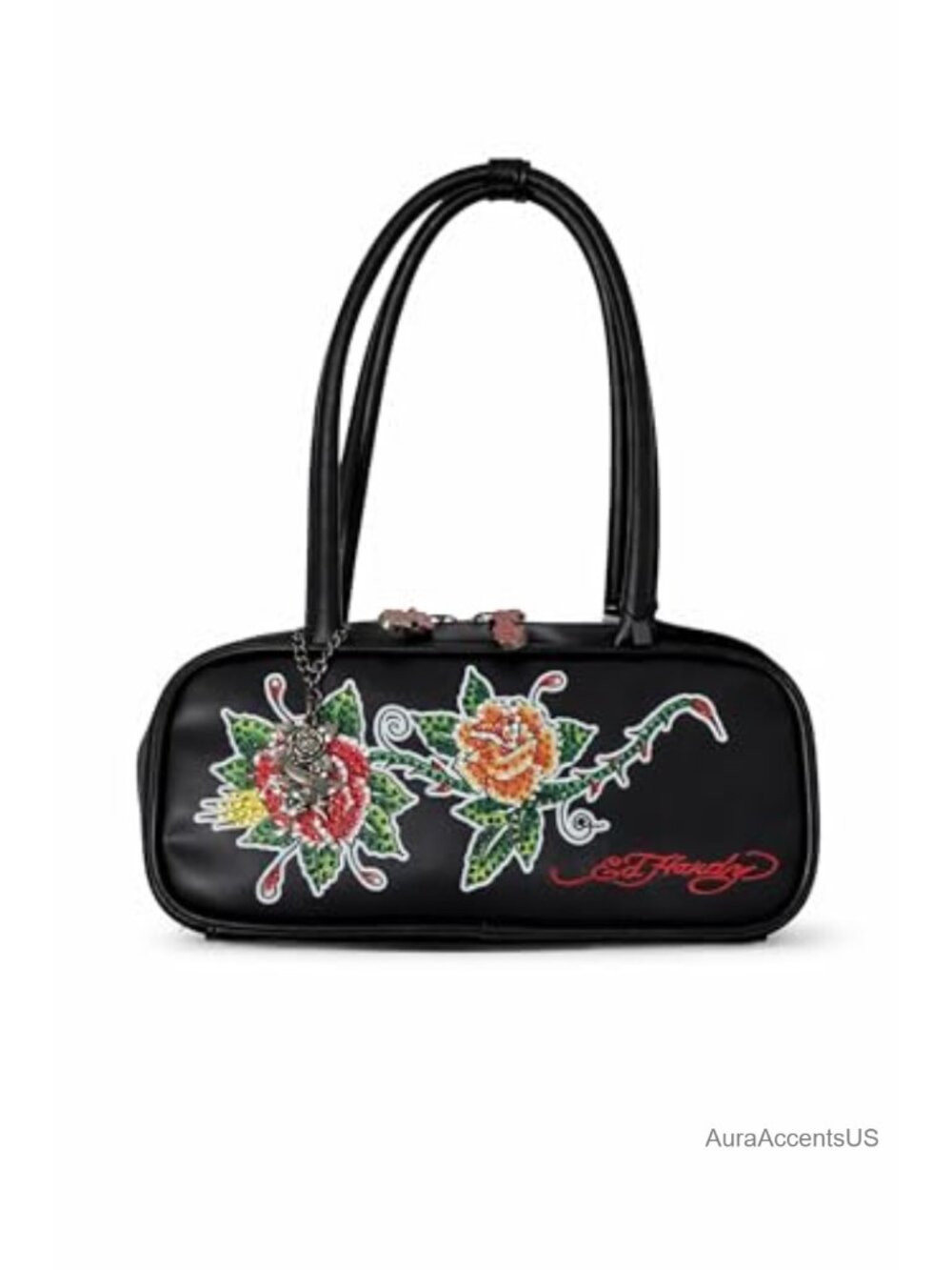Faux Leather Vintage Satchel Handbag - Shoulder Bag with Tattoo Art